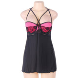 New Plus Size Lace Stitching Halter Babydoll