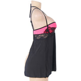 New Plus Size Lace Stitching Halter Babydoll