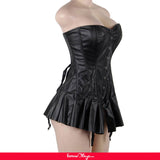 New Plus Size Faux Leather Corset Mini Dress