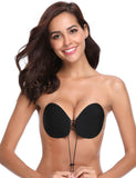 Black Strapless Self Adhesive Silicone Invisible Push-up Bra