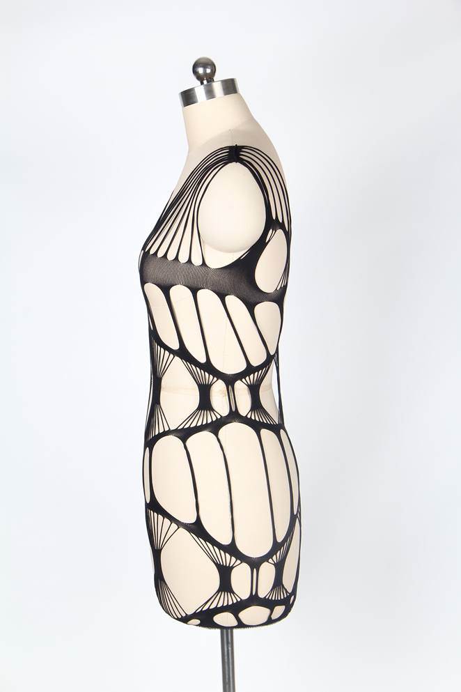 Sexy Black Mesh Pothole and Fishnet Bodystocking