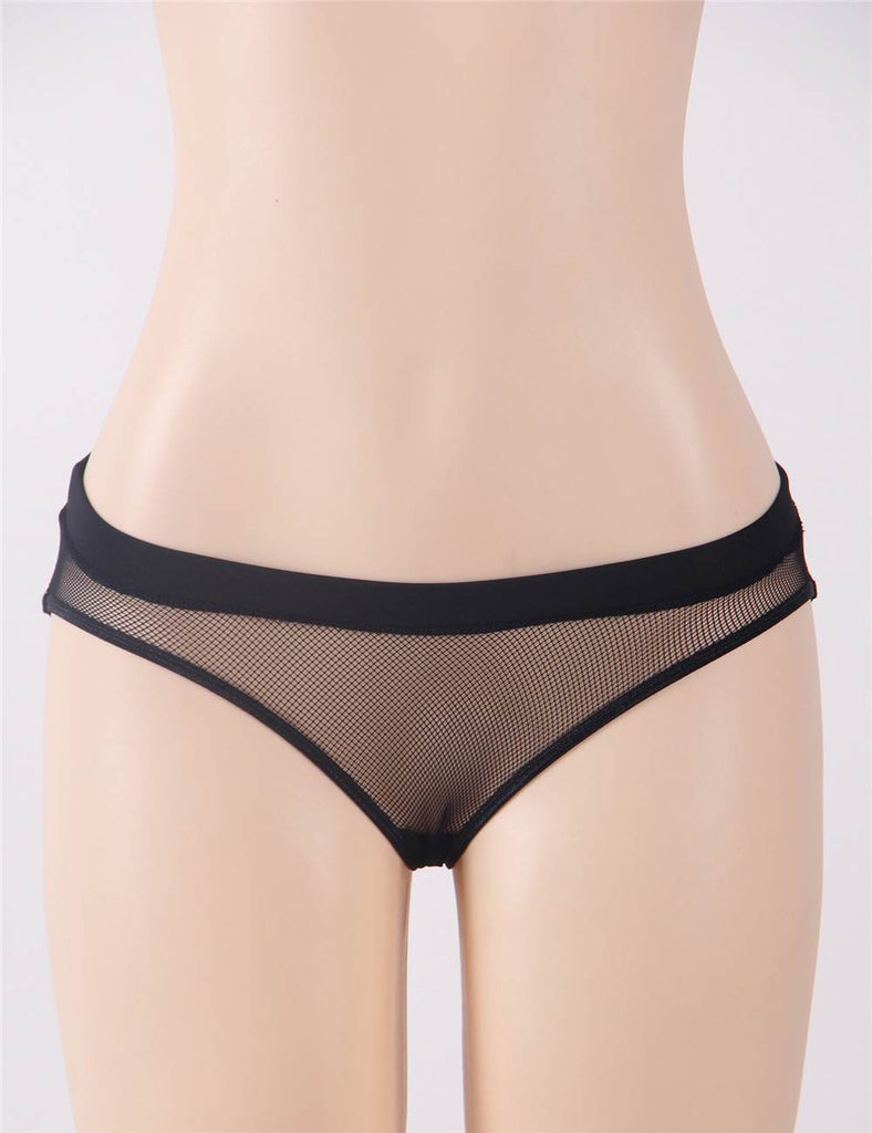 Sexy Black Netted Open Back Hipster Panty