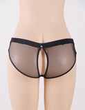 Sexy Black Netted Open Back Hipster Panty