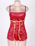 Erotic Dark Red Floral Lace Lingerie Set Egypt