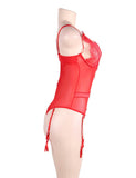Sexy Red & Black Eyelash Lace Teddy Lingerie