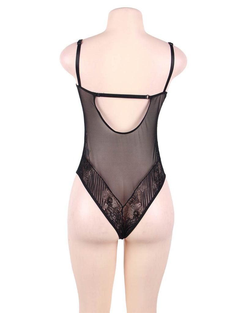 Black Glamour Hollywood Sheer Lace Underwire Teddy