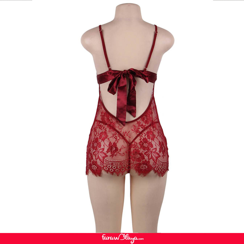 New Plus Size Intimate Wear Red Eyelash Lace Sexy Holiday Lingerie