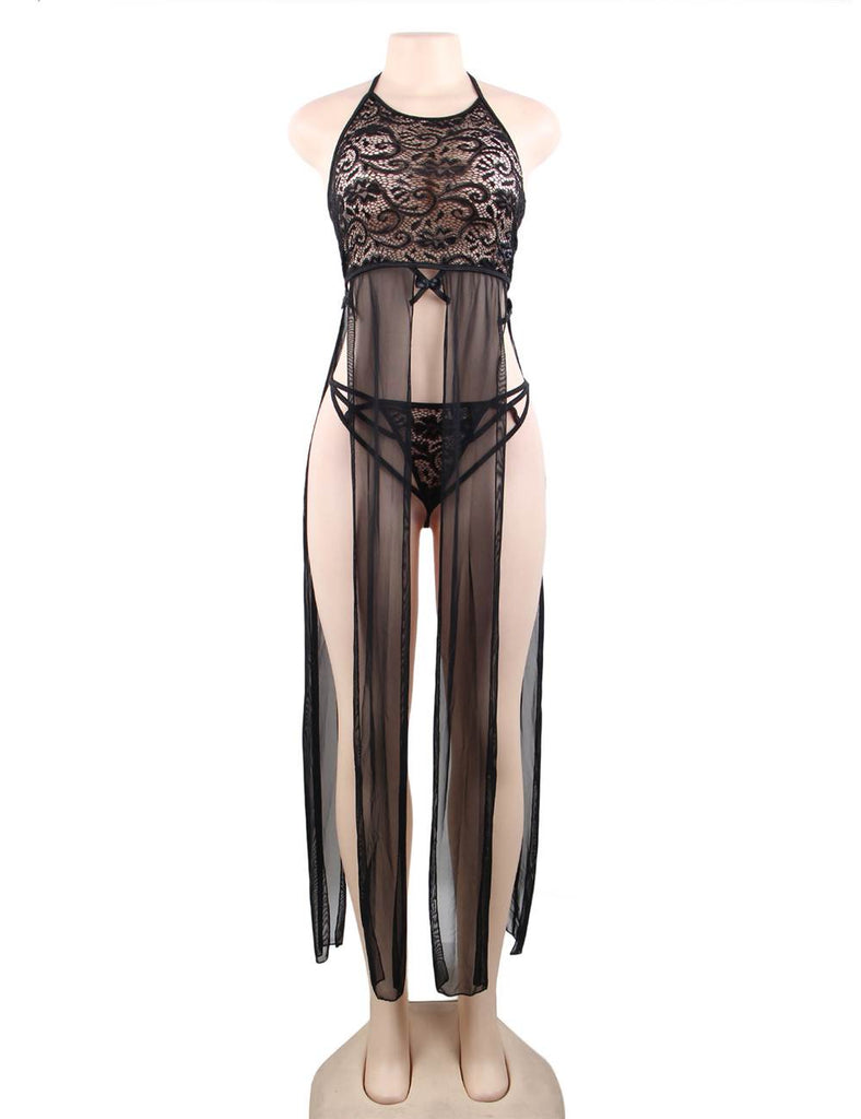 New Elegant Hollow Out Lace Sexy Nightgown With Farawlaya