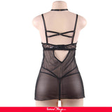 Elegant Black Lace Hanging Neck Perspective Sexy Babydoll
