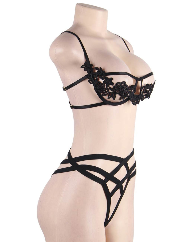 Elegant Embroidery Fashion Bra Set With Steel Ring