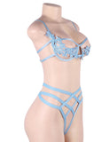 Blue Elegant Embroidery Fashion Bra Set With Steel Ring
