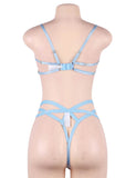 Blue Elegant Embroidery Fashion Bra Set With Steel Ring