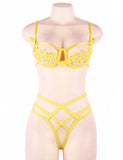 Yellow Elegant Embroidery Fashion Bra Set With Steel Ring
