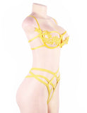 Yellow Elegant Embroidery Fashion Bra Set With Steel Ring