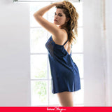 Blue Sexy Fashion Silk Satin Lace Women Pajama With Farawlaya