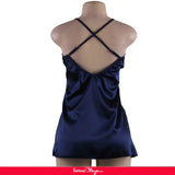 Blue Sexy Fashion Silk Satin Lace Women Pajama With Farawlaya