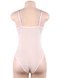 White Lace High Quality Eyelash Lace Splice Sexy Bodysuit