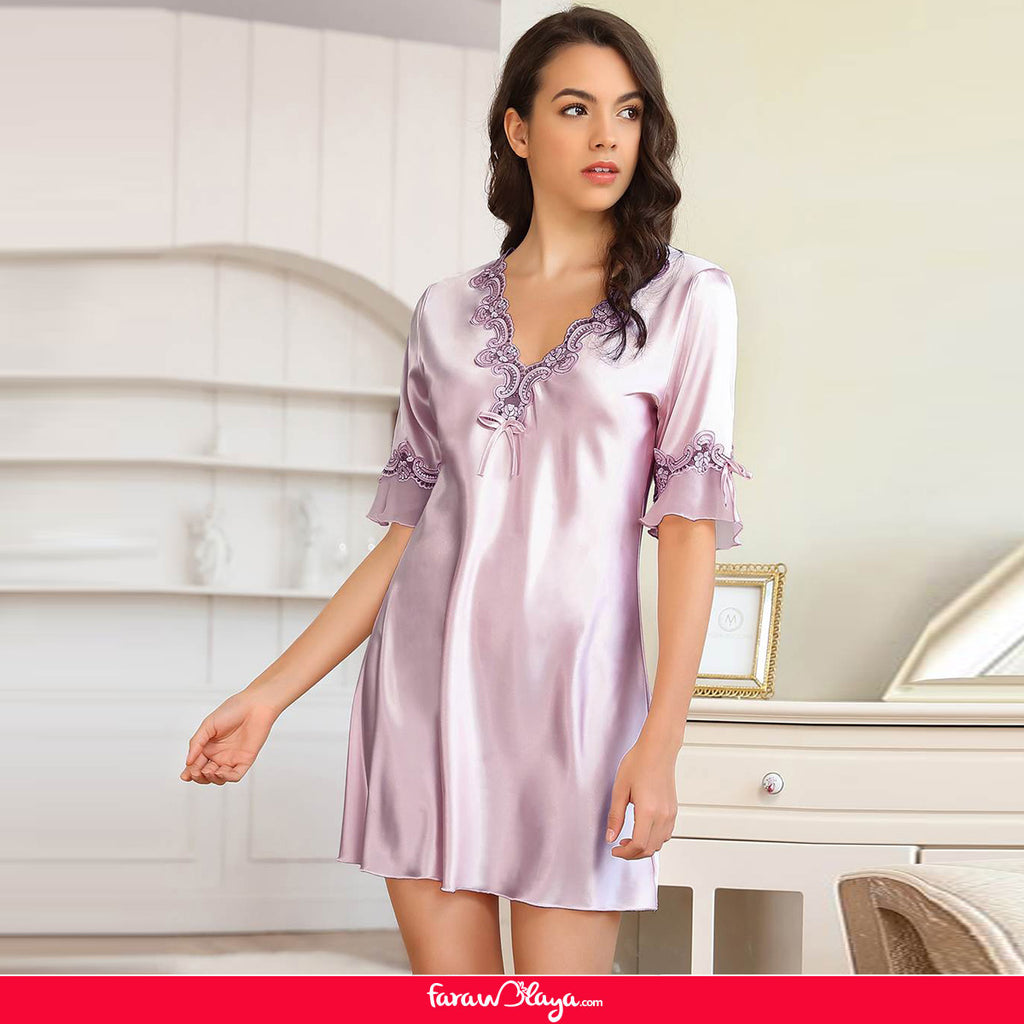 High Quality Half Long Sleeve Silk Pajama