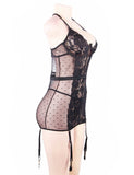 Black Delicate lace Stitching Babydoll With Underwire
