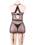 Black Delicate lace Stitching Babydoll With Underwire