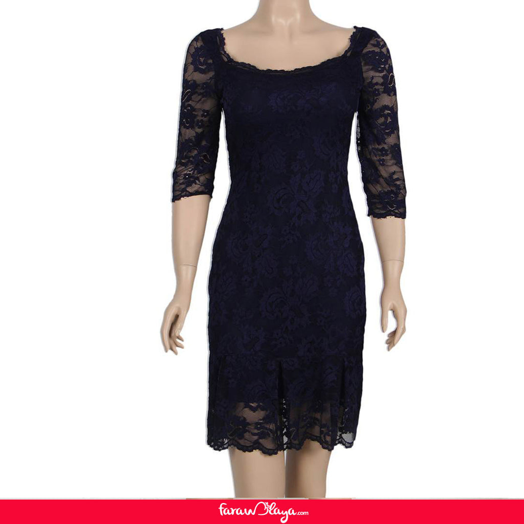 Half Sleeve Blue Fashion Dress