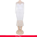 Elegant Lace Hi-low White Evening Dress