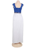 New Glamorous Sleeveless White Blue Maxi Dress Egypt