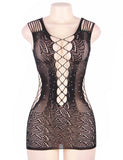 With Farawlaya Sexy Sparkle Glitter Rhinestone Fishnet Hollow Out Lingerie Bodysuit