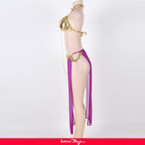 Plus Golden Tops And Purple Dress Lingerie With Neck Ring