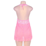 Lace Top Plus Size Open Back Babydoll