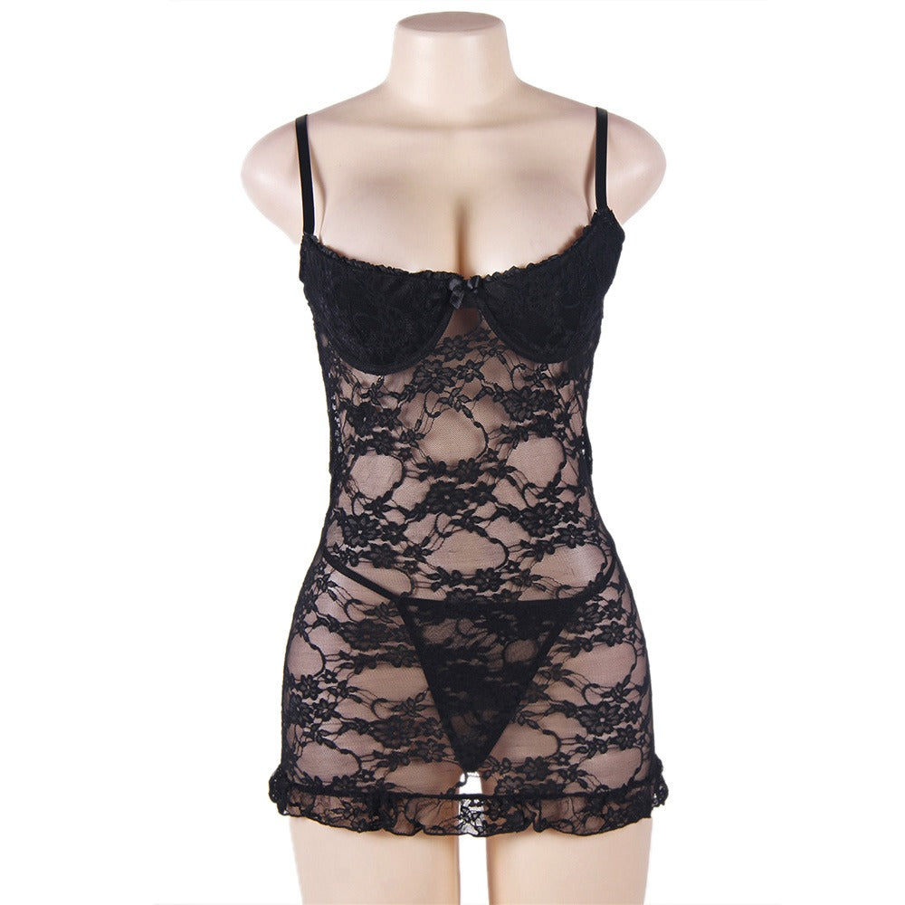 Lace Mesh Lingerie With Round Back
