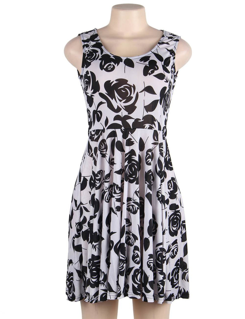 Print White Fashion Sleeveless Dress