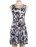 Print White Fashion Sleeveless Dress