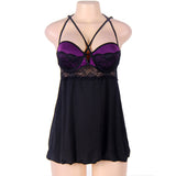 New Plus Size Lace Stitching Halter Babydoll