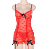 New Red Halter Heart Jacquard Mesh Garter Lingerie