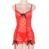 Red Halter Heart Jacquard Mesh Garter Lingerie