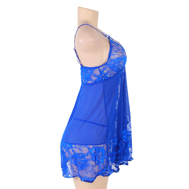Plus Size Soft Lace Babydoll with G-string