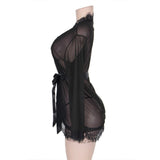 Robe Lace Trim With Thong With Farawlaya