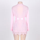 Robe Lace Trim With Thong With Farawlaya