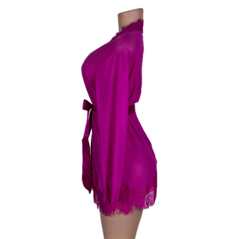 Robe Lace Trim With Thong With Farawlaya