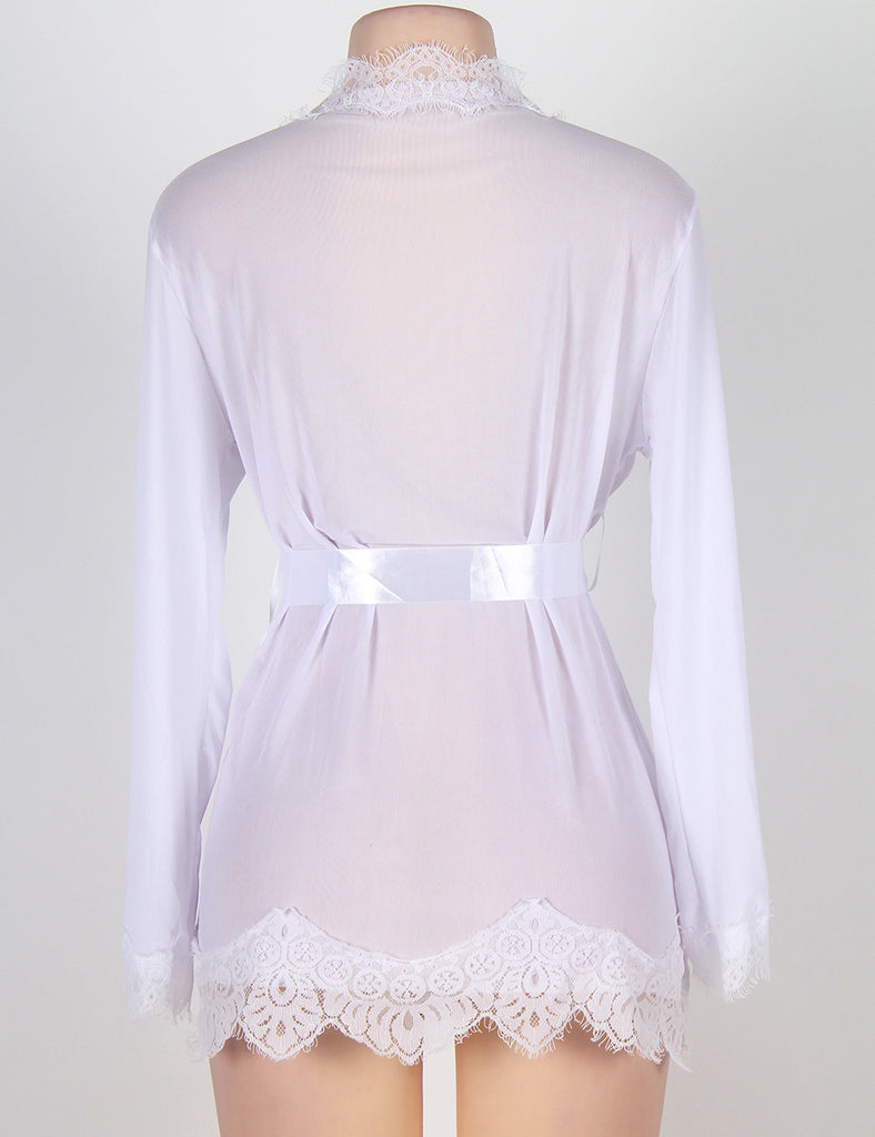 Robe Lace Trim With Thong With Farawlaya