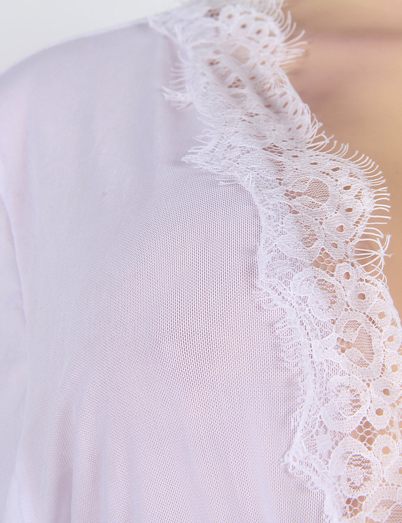 Robe Lace Trim With Thong With Farawlaya