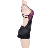 Purple Lace Cups Satin Plus Size Chemise