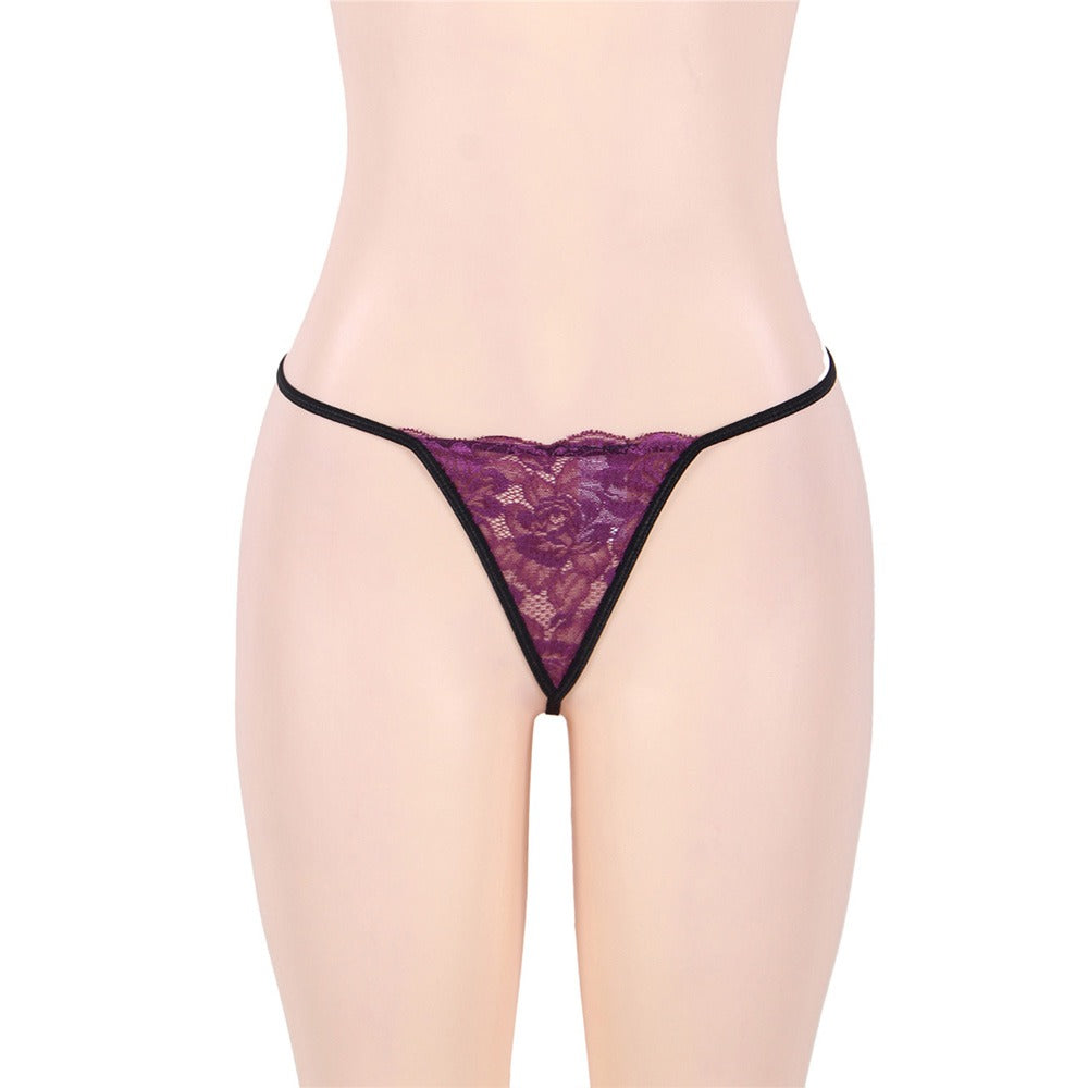 New Purple Lace Cups Satin Plus Size Chemise