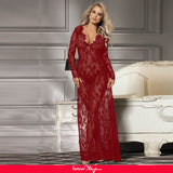 Wine Red Delicate Lace Long Sleepwear Gown