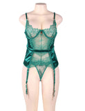 New Seduction Green & Black & Red Lace Transparente Sexy Babydoll