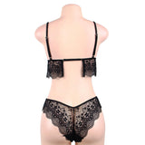 New White &  Black Lace Temptation 2pcs Bralette Lingerie Set
