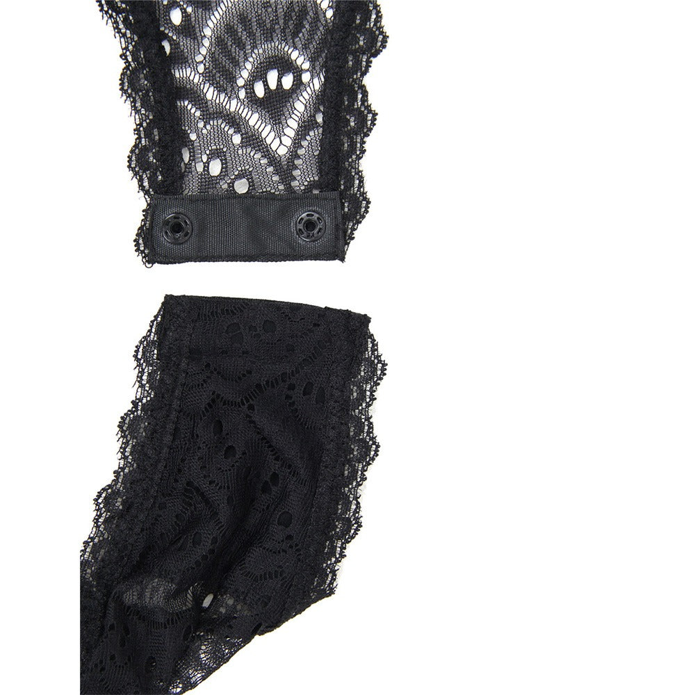 Exquisite Peacock pattern Lace Teddy With Steel Ring