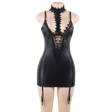 New Leather Exquisite Lace Choker Neck Chemise