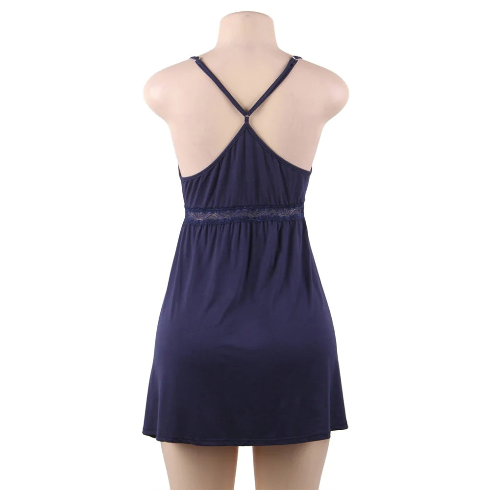 Stretchy Deep V-neck Modal Nightdress with G String